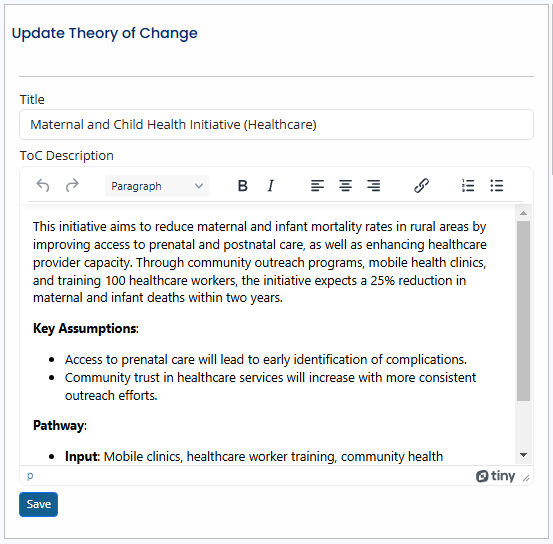 Update Theory of Change Form